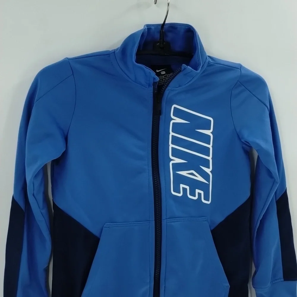 Nike full zip jacket two tone blue long sleeve size 5 small pockets lightweight